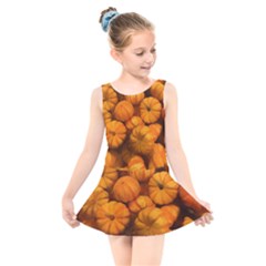 Mini Pumpkins Kids  Skater Dress Swimsuit by bloomingvinedesign