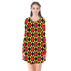 Rby 51 Long Sleeve V-neck Flare Dress by ArtworkByPatrick
