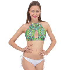 Abstract-a-3 Cross Front Halter Bikini Top by ArtworkByPatrick