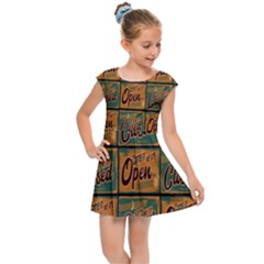 Open Closed 1 Kids  Cap Sleeve Dress by ArtworkByPatrick