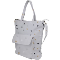 Grey Hearts Print Romantic Shoulder Tote Bag by Lullaby