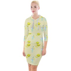 Lemonade Polkadots Quarter Sleeve Hood Bodycon Dress by bloomingvinedesign