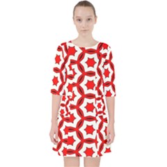 Pattern Red White Texture Seamless Pocket Dress by Simbadda