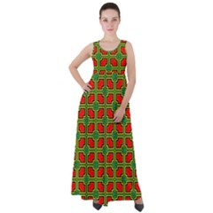 Pattern Modern Texture Seamless Red Yellow Green Empire Waist Velour Maxi Dress by Simbadda