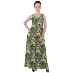 Leaves Seamless Pattern Design Empire Waist Velour Maxi Dress by Simbadda