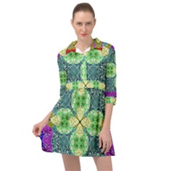 Flower Design Design Artistic Mini Skater Shirt Dress by Simbadda