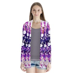 Paint Texture Purple Watercolor Drape Collar Cardigan by Simbadda