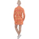  Pattern Abstract Orange Women s Long Sleeve Casual Dress View2