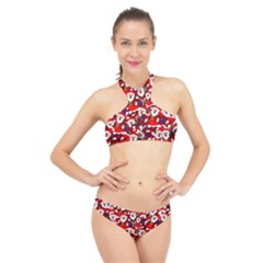 Nicholas Santa Christmas Pattern High Neck Bikini Set by Simbadda