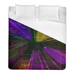 Data City Large Fiction Digital Duvet Cover (full/ Double Size) by Simbadda