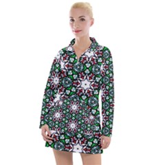 Stained Glass Pattern Church Window Women s Long Sleeve Casual Dress by Simbadda