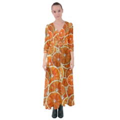 Oranges Background Texture Pattern Button Up Maxi Dress by Simbadda