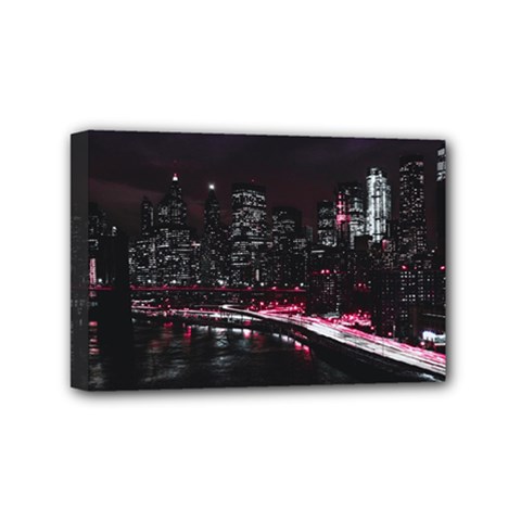 New York City Night Mini Canvas 6  X 4  (stretched) by Vaneshart