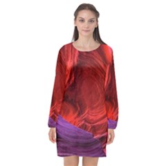 Flower Purple Petal Red Color Pink Hdr Magenta Lowerantelopecanyon Antelopecanyon Macro Photography Long Sleeve Chiffon Shift Dress  by Vaneshart