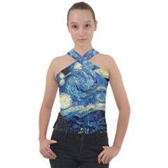 Starry Night Cross Neck Velour Top by Vaneshart