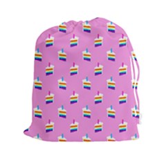 Rainbow Birthday Cake Pattern2 Drawstring Pouch (xxl) by bloomingvinedesign