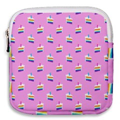 Rainbow Birthday Cake Pattern2 Mini Square Pouch by bloomingvinedesign