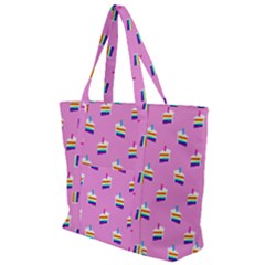 Rainbow Birthday Cake Pattern2 Zip Up Canvas Bag by bloomingvinedesign