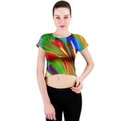 Artwork Digital Art Fractal Colors Crew Neck Crop Top by Wegoenart