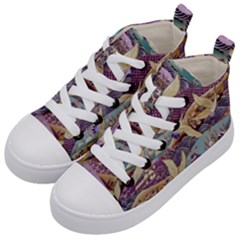 Textile Fabric Cloth Pattern Kids  Mid-top Canvas Sneakers by Wegoenart