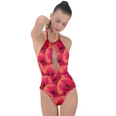 Poppies  Plunge Cut Halter Swimsuit by HelgaScand