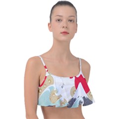 Mountain Sun Japanese Illustration Frill Bikini Top by Vaneshart