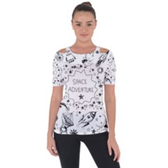 Space Elements Shoulder Cut Out Short Sleeve Top by Vaneshart