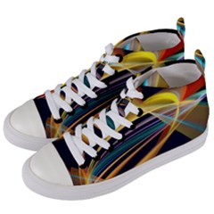 Lines Stripes Colorful Abstract Background Color Women s Mid-top Canvas Sneakers by Vaneshart