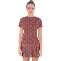 Seamless Geometric Pattern In A Red Drop Hem Mini Chiffon Dress by Vaneshart