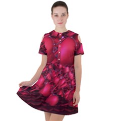 Heart Abstract Shape Pink Light Short Sleeve Shoulder Cut Out Dress  by Vaneshart