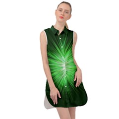 Green Blast Background Sleeveless Shirt Dress by Mariart