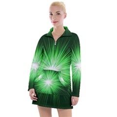 Green Blast Background Women s Long Sleeve Casual Dress by Mariart