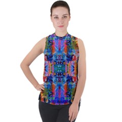 Abstract 17 Mock Neck Chiffon Sleeveless Top by ArtworkByPatrick