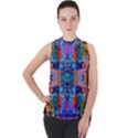 Abstract 17 Mock Neck Chiffon Sleeveless Top View1