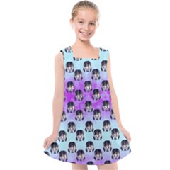 Forest Girl Bight Baby Blue Patttern Ombre Kids  Cross Back Dress by snowwhitegirl