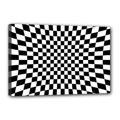 Illusion Checkerboard Black And White Pattern Canvas 18  X 12  (stretched) by Vaneshart