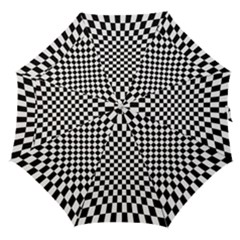 Illusion Checkerboard Black And White Pattern Straight Umbrellas by Vaneshart