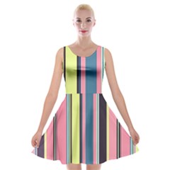 Stripes Colorful Wallpaper Seamless Velvet Skater Dress by Vaneshart