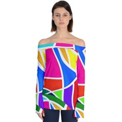 Abstract Background Off Shoulder Long Sleeve Top by Vaneshart