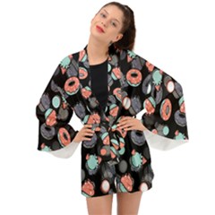 Seamless Sweets Background Long Sleeve Kimono by Vaneshart