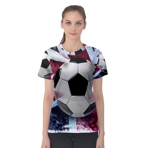 Soccer Ball With Great Britain Flag Women s Sport Mesh Tee by Vaneshart