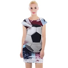 Soccer Ball With Great Britain Flag Cap Sleeve Bodycon Dress by Vaneshart