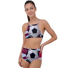 Soccer Ball With Great Britain Flag High Waist Tankini Set by Vaneshart