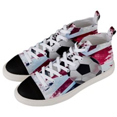 Soccer Ball With Great Britain Flag Men s Mid-top Canvas Sneakers by Vaneshart