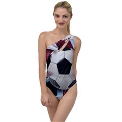 Soccer Ball With Great Britain Flag To One Side Swimsuit by Vaneshart