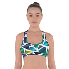 Mosaic Shapes Cross Back Sports Bra by Vaneshart