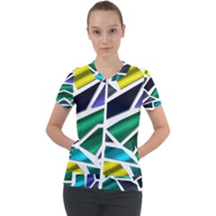 Mosaic Shapes Short Sleeve Zip Up Jacket by Vaneshart