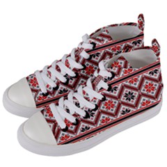 Folklore Ethnic Pattern Background Women s Mid-top Canvas Sneakers by Vaneshart