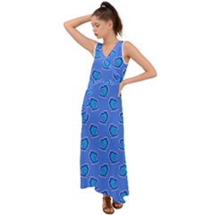 Surfer Pattern V-neck Chiffon Maxi Dress by bloomingvinedesign