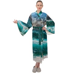 Waves 3975256 960 720 Maxi Velour Kimono by vintage2030